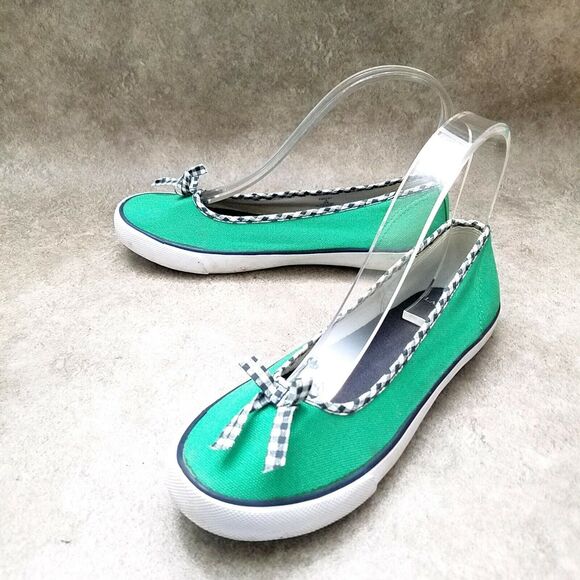 Lands End Big Girls 196707 Size 3 Green  Textile Slip On Loafer Flats - Picture 6 of 9